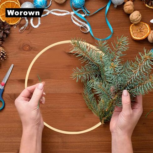 Worown 2 Pack 12 Inch Bamboo Floral Hoops, Wooden Wreath Rings for Making Wedding Wreath Decor and Wall Hanging Crafts in Kuwait