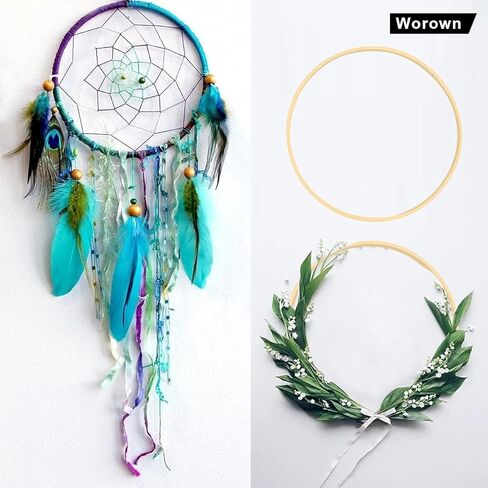 Worown 2 Pack 12 Inch Bamboo Floral Hoops, Wooden Wreath Rings for Making Wedding Wreath Decor and Wall Hanging Crafts in Kuwait