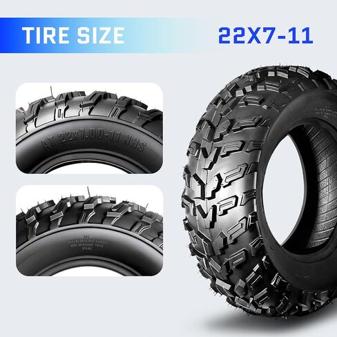 22x7-11 ATV/UTV Tires, 22x7x11 All-Terrain Mud & Trail Tires, 6PR Tubeless, Puncture Resistant, Directional Tread, Set of 2 in Kuwait