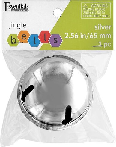 أساسيات من Leisure Arts Jingle Bell 2.56 بوصة فضية قطعة واحدة - جرس حرفي فضي كبير لديكورات العطلات، والحلي، والمشروعات اليدوية، والديكور المنزلي، وصناعة المجوهرات in Kuwait