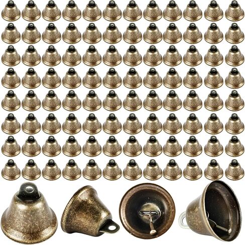 100 Pcs 1.5 inch Bronze Vintage Jingle Bells Mini Vintage Jingle Bells Small Bronze Tone Bells Brass Bell Hangings for Dog Potty Training Dog Collar Wind Chimes Making Crafts Decors in Kuwait