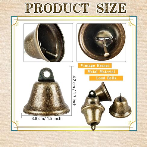 100 Pcs 1.5 inch Bronze Vintage Jingle Bells Mini Vintage Jingle Bells Small Bronze Tone Bells Brass Bell Hangings for Dog Potty Training Dog Collar Wind Chimes Making Crafts Decors in Kuwait