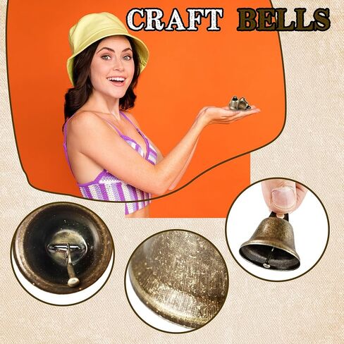 100 Pcs 1.5 inch Bronze Vintage Jingle Bells Mini Vintage Jingle Bells Small Bronze Tone Bells Brass Bell Hangings for Dog Potty Training Dog Collar Wind Chimes Making Crafts Decors in Kuwait