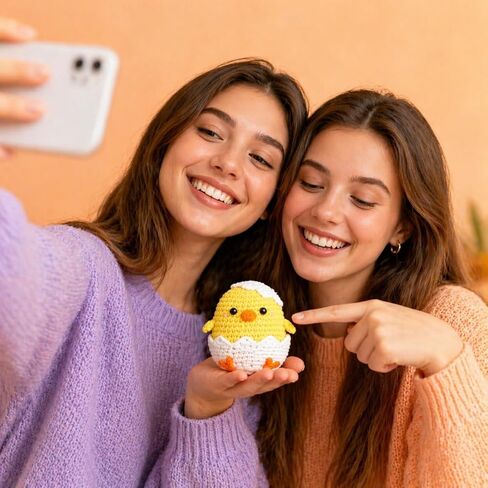 Visusa Crochet Kit for Beginners – Learn to Crochet Animal Kit– Yellow Chick Amigurumi Set- Easy DIY Crochet & Knitting Starter Set with Video and PDF Tutorials- Perfect Crochet Gifts for Starters. in Kuwait