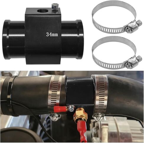YoRise 3PCS Car Water Temp Joint Pipe, Aluminum Water Temperature Sensor Gauge Adapter Fitting for Radiator Hose, Auto Engine Cooling System Modification Accessories with Clamps(32MM) in Kuwait