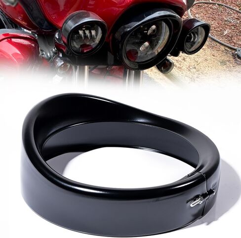 قطعة واحدة من غطاء الإطار الأمامي للدراجة النارية مقاس 7 بوصات لمصباح Harley Touring Road King Electra Street Glide Trike مقاس 6.5 بوصة - فولاذ أسود OE# 69738-05، 69735-05، 61400293 in Kuwait
