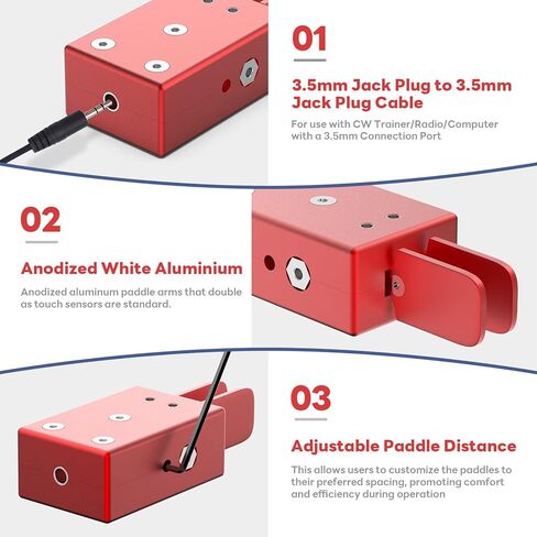 Tumd CW Paddle CW Key Handheld Tapper Key Modern Morse Double Foot (Red) in Saudi Arabia