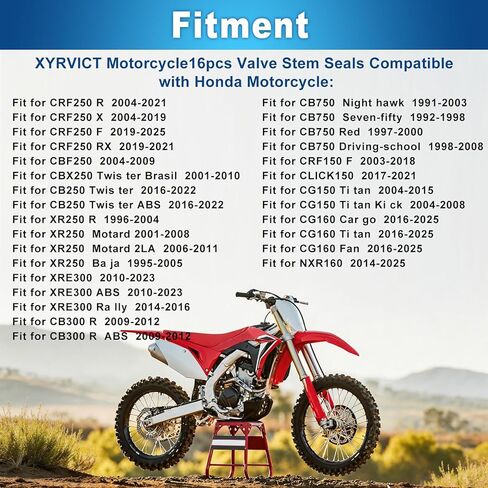 16pcs Valve Stem Seals for Honda CRF250 CRF250R CRF250X CRF250F CRF150F CRF250RX CBX250 CB250 XR250R XR250 XRE300 CB300R CB750 CG150 CG160 NXR160 in Kuwait