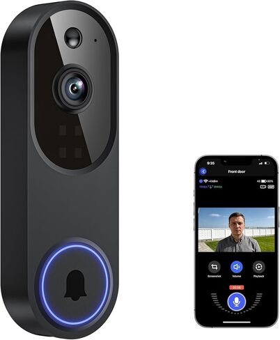 1080P Smart Wireless Video Doorbell Camera, Home Security with Chime Ringer, Cloud Storage, 2.4GHz Wi-Fi, Intelligent Human Detection, 2-Way Audio, Night Vision, Real-Time Alert in Saudi Arabia