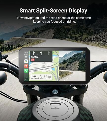 C9 Pro Motorcycle Carplay, 5.99" Anti-Glare IPS Touchscreen with Apple CarPlay & Android Auto, Dual AHD 1080P Dash Cam, GPS Navigation System, 140° Wide Angle, IP67 Waterproof (No TPMS) in Kuwait