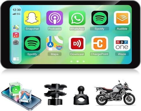 شاشة Carplay لنظام ملاحة GPS للدراجات النارية مقاس 6.3 بوصة مع Carplay لاسلكي/شاشة لمس محمولة تعمل بنظام Android مع ملاحة بلوتوث بدون استخدام اليدين لدراجة نارية Carplay للسكوتر والدراجة in Kuwait