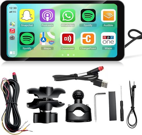 شاشة Carplay لنظام ملاحة GPS للدراجات النارية مقاس 6.3 بوصة مع Carplay لاسلكي/شاشة لمس محمولة تعمل بنظام Android مع ملاحة بلوتوث بدون استخدام اليدين لدراجة نارية Carplay للسكوتر والدراجة in Kuwait