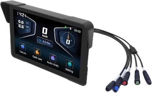 شاشة ذكية للدراجات النارية مقاس 7 بوصات - CarPlay لاسلكي وAndroid Auto مع التحكم الصوتي عبر البلوتوث، مقاومة للماء IP67، شاشة لمس عالية الدقة، تناسب معظم الدراجات in Kuwait