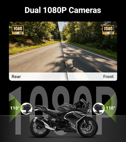 U7 Motorcycle Carplay، شاشة لمس IPS مقاس 7 بوصات مع Apple CarPlay اللاسلكي وAndroid 14 OS Android Auto، كاميرات أمامية وخلفية مزدوجة 1080P، ملاحة GPS، TPMS، زاوية 110، IP67 مقاومة للماء in Kuwait