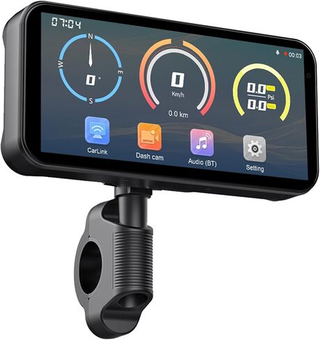 Motorcycle GPS Navigation Screen with Carplay and Android Auto 6.25in Player for Scooter and Moped V4.0 Bluetooth Audio Receiver with 1080P Dash Cam Support WiFi Loop Recording GPS Tracking in Kuwait