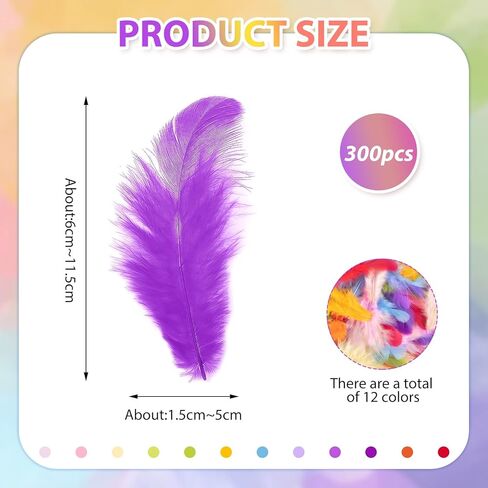 Airwhisp Rooster Feathers for Crafting - 300pcs Colorful Craft Feathers 3-5 Inches Bulk Feathers for DIY Crafts, Wedding Party Decoration, Dream Catcher Supplies (Colorful Feathers) in Saudi Arabia