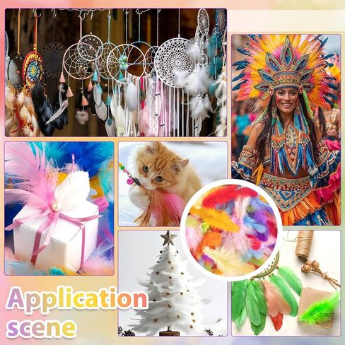 Airwhisp Rooster Feathers for Crafting - 300pcs Colorful Craft Feathers 3-5 Inches Bulk Feathers for DIY Crafts, Wedding Party Decoration, Dream Catcher Supplies (Colorful Feathers) in Saudi Arabia
