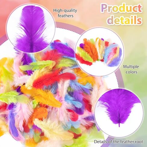 Airwhisp Rooster Feathers for Crafting - 300pcs Colorful Craft Feathers 3-5 Inches Bulk Feathers for DIY Crafts, Wedding Party Decoration, Dream Catcher Supplies (Colorful Feathers) in Saudi Arabia