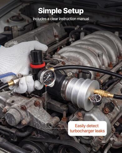 مجموعة اختبار تسرب VEVOR Turbo Boost، متوافقة مع أنابيب 3 بوصة/3.5 بوصة/4 بوصة، مقياس صمام 0-150 رطل لكل بوصة مربعة ومقياس محول 0-60 رطل لكل بوصة مربعة، مجموعة اختبار تسرب نظام توربو مع 4 أزواج من تركيبات الهواء لشاحنات الديزل وسيارات الدفع الرباعي in Kuwait