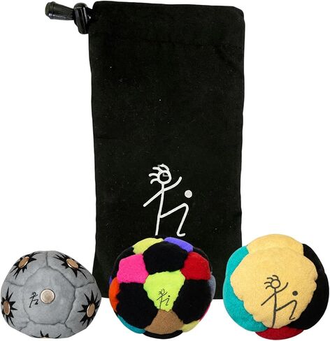 2026 Professional Sand Filled Durable Dirt Footbags,3pc Footbag Bag Set Crochet Sport Ball with 1pc Bag in Kuwait