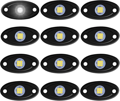 12 مصباح LED للصخور، ضوء نيون تحت الوهج لشاحنة السيارة ATV SUV تحت الجسم، ضوء متوهج للدرب (أبيض) in Kuwait