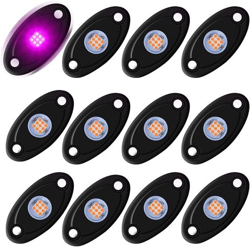12 Pods LED Rock Lights Neon Underglow Light for Car Truck ATV SUV Under Body Glow Light Trail Fender Lighting (White) in Saudi Arabia