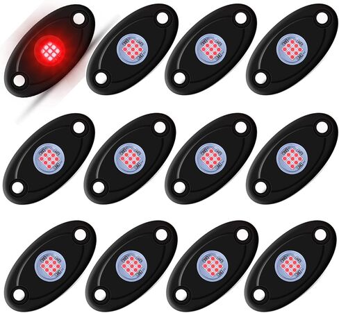 12 Pods LED Rock Lights Neon Underglow Light for Car Truck ATV SUV Under Body Glow Light Trail Fender Lighting (White) in Saudi Arabia