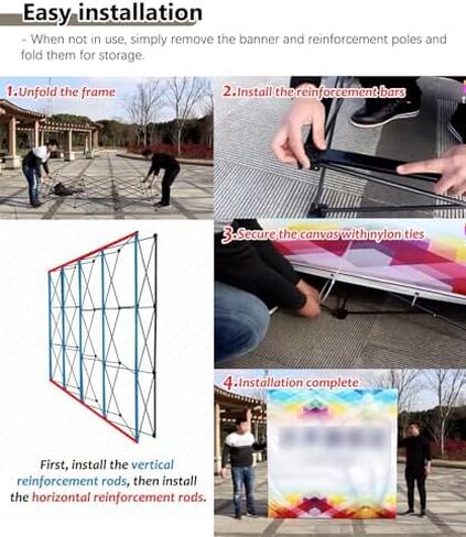 This Collapsible Pop Up Display Stand, Heavy Duty Trade Show Booth, Portable Tension Fabric Backdrop Rack for Outdoor Events in Kuwait