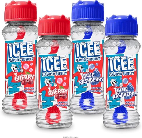 Bubble Lick ICEE Flavored Bubbles 4 Pack Red Cherry Blue Raspberry for Kids Families USA Made in Kuwait
