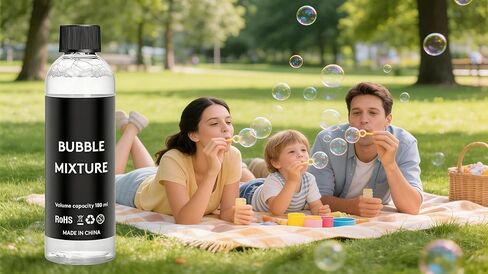Edible Bubble Solution Refill – 180ml, 1000+ Long-Lasting Bubbles, Non-Toxic, Vegan, Flavorless, for Cocktail Smoke Gun, Bubble Machine, Party, Bar, Child Safe in Kuwait