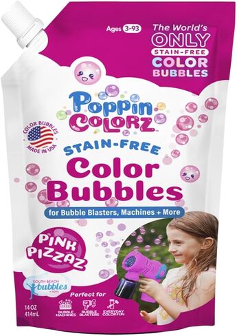 عبوة إعادة تعبئة الفقاعات الملونة الخالية من البقع باللون الأزرق من PoppinColorz Blazin، محلول فقاعات 14 أونصة لقاذفات الفقاعات والجزازات والآلات وحفلات الأطفال وحفلات استقبال الأطفال وكشف الجنس، للاستخدام الخارجي وللأعمار من 3 سنوات فما فوق in Kuwait