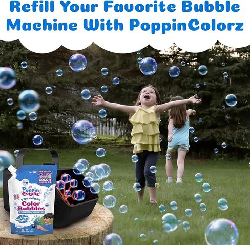 PoppinColorz Blazin' Blue Stain-Free Color Bubbles Refill, 14 oz Bubble Solution for Bubble Blasters, Mowers & Machines, Kids Parties, Baby Showers & Gender Reveals, for Outdoor Use and for Ages 3+ in Saudi Arabia