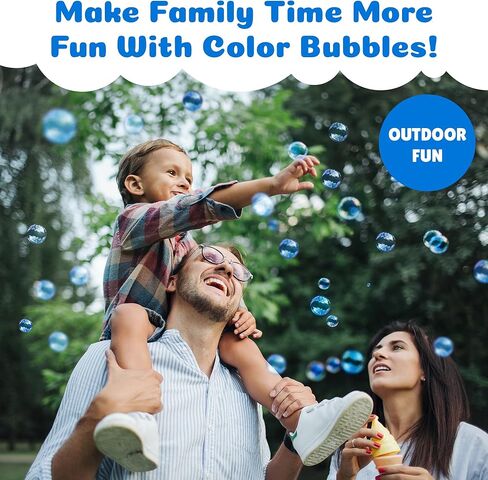 PoppinColorz Blazin' Blue Stain-Free Color Bubbles Refill, 14 oz Bubble Solution for Bubble Blasters, Mowers & Machines, Kids Parties, Baby Showers & Gender Reveals, for Outdoor Use and for Ages 3+ in Saudi Arabia