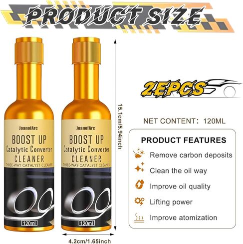 JoanofArc Catalytic Converter Cleaner - 2Pcs Fuel System Treatment to Pass Emissions Test, Restore Engine Performance & Remove Carbon Deposits for Gas/Diesel Cars in Kuwait