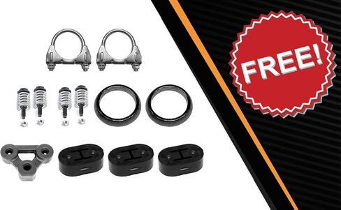 Exhaust Resonator Intermediate Pipe Muffler Kit Compatible for 2001-2005 Honda Civic 1.7L | Stainless Steel | Northeastern Exhaust | Includes Gasket, Clamp, Hangers, Bolt Kit | Direct-Fit Replacement in Kuwait