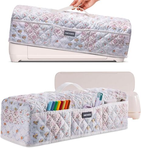 غطاء غبار AMOIGEE لأحدث آلة قطع Cricuttt Explore 5، غطاء واقٍ مبطن مع جيوب تخزين لآلة القطع، غطاء من القماش الزهري مضاد للغبار لمنظم الآلة الحرفية in Kuwait