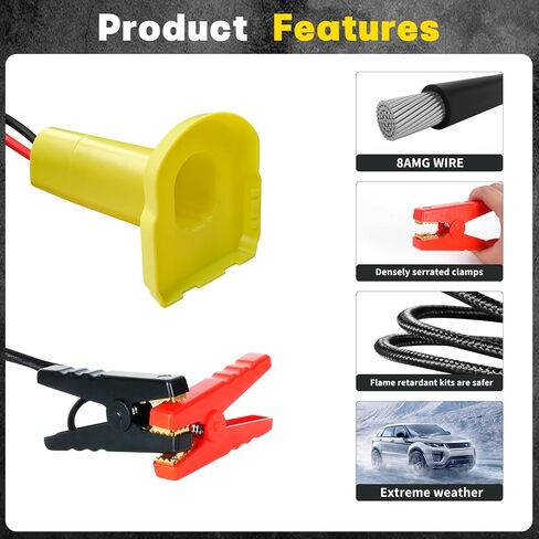 كابلات توصيل مع محول لبطارية Ryobi 18 فولت، 3.3FT 8AWG بطارية محمولة، كابلات معززة للسيارات، طاقة لبدء تشغيل السيارة باستخدام الأداة in Kuwait