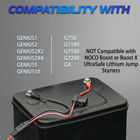 2-PACK GC008 X-Connect fit for NOCO Battery Charger Accessories, 16AWG 22in Cables M10 (3/8in) XL Eyelet Terminal Compatible with NOCO Smart Battery Charger GENIUS1, GENIUS2, GENIUS10, G750, G3500 in Kuwait