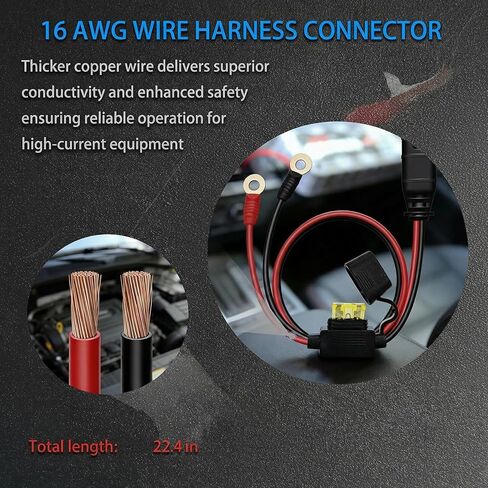 2-PACK GC008 X-Connect fit for NOCO Battery Charger Accessories, 16AWG 22in Cables M10 (3/8in) XL Eyelet Terminal Compatible with NOCO Smart Battery Charger GENIUS1, GENIUS2, GENIUS10, G750, G3500 in Kuwait