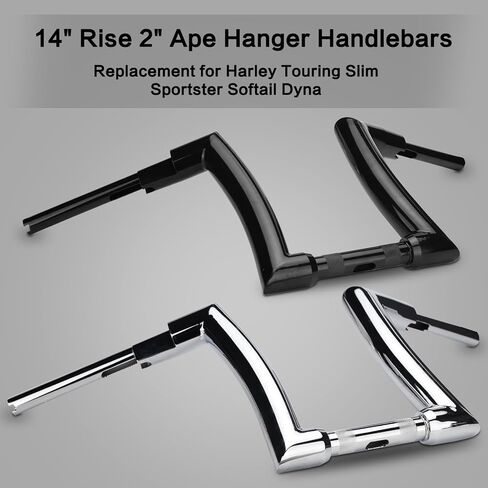 LKV 14 "Rise Ape Hangers 1-1/4" Fat Bar 1.25 "Clamp Ape Hangers المقود متوافق مع Harley Dyna Softail Sportster 48 XL 883 1200، 1994-2022 Road King، 1998-2013 Road Glide in Kuwait