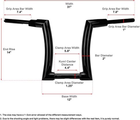 LKV 14 "Rise Ape Hangers 1-1/4" Fat Bar 1.25 "Clamp Ape Hangers المقود متوافق مع Harley Dyna Softail Sportster 48 XL 883 1200، 1994-2022 Road King، 1998-2013 Road Glide in Kuwait
