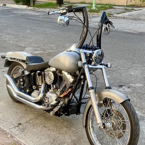 LKV 14 "Rise Ape Hangers 1-1/4" Fat Bar 1.25 "Clamp Ape Hangers المقود متوافق مع Harley Dyna Softail Sportster 48 XL 883 1200، 1994-2022 Road King، 1998-2013 Road Glide in Kuwait