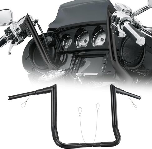 1-1/2 inch Fat Meathook Monkey Bagger 16 inch Rise Ape Handlebar for Harley 1996-2023 Touring Models With Batwing Fairing, Black in Kuwait