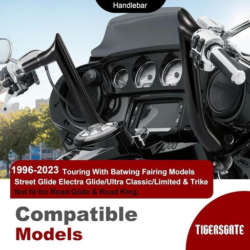 1-1/2 inch Fat Meathook Monkey Bagger 16 inch Rise Ape Handlebar for Harley 1996-2023 Touring Models With Batwing Fairing, Black in Kuwait
