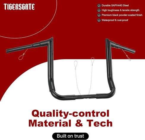 1-1/2 inch Fat Meathook Monkey Bagger 16 inch Rise Ape Handlebar for Harley 1996-2023 Touring Models With Batwing Fairing, Black in Kuwait
