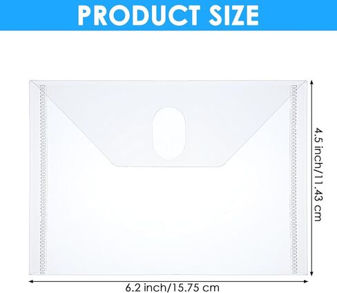 50 Pcs Plastic Clear Envelopes with Hook Loop, 6.2" x 4.5" Reusable Small Plastic Envelopes Waterproof Sticker Organizer Receipt Holder Photo Storage Folders in Kuwait