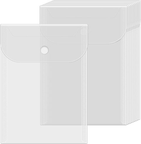 10 Pcs Clear Plastic Envelopes for Documents, 5×7 Inch Waterproof Plastic Envelopes with Snap Closure Clear Envelope Pouch Stamp and Die Storage Pockets Document File Folders for Home Office in Kuwait