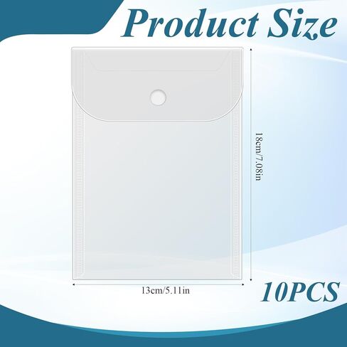 10 Pcs Clear Plastic Envelopes for Documents, 5×7 Inch Waterproof Plastic Envelopes with Snap Closure Clear Envelope Pouch Stamp and Die Storage Pockets Document File Folders for Home Office in Kuwait