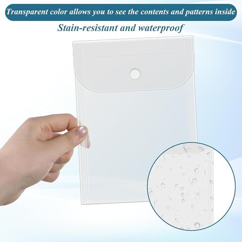 10 Pcs Clear Plastic Envelopes for Documents, 5×7 Inch Waterproof Plastic Envelopes with Snap Closure Clear Envelope Pouch Stamp and Die Storage Pockets Document File Folders for Home Office in Kuwait