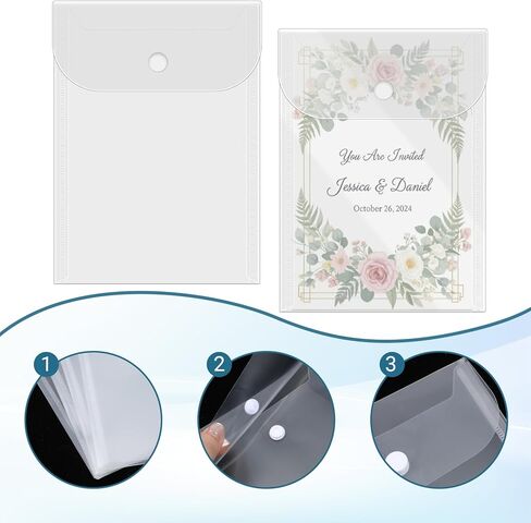 10 Pcs Clear Plastic Envelopes for Documents, 5×7 Inch Waterproof Plastic Envelopes with Snap Closure Clear Envelope Pouch Stamp and Die Storage Pockets Document File Folders for Home Office in Kuwait